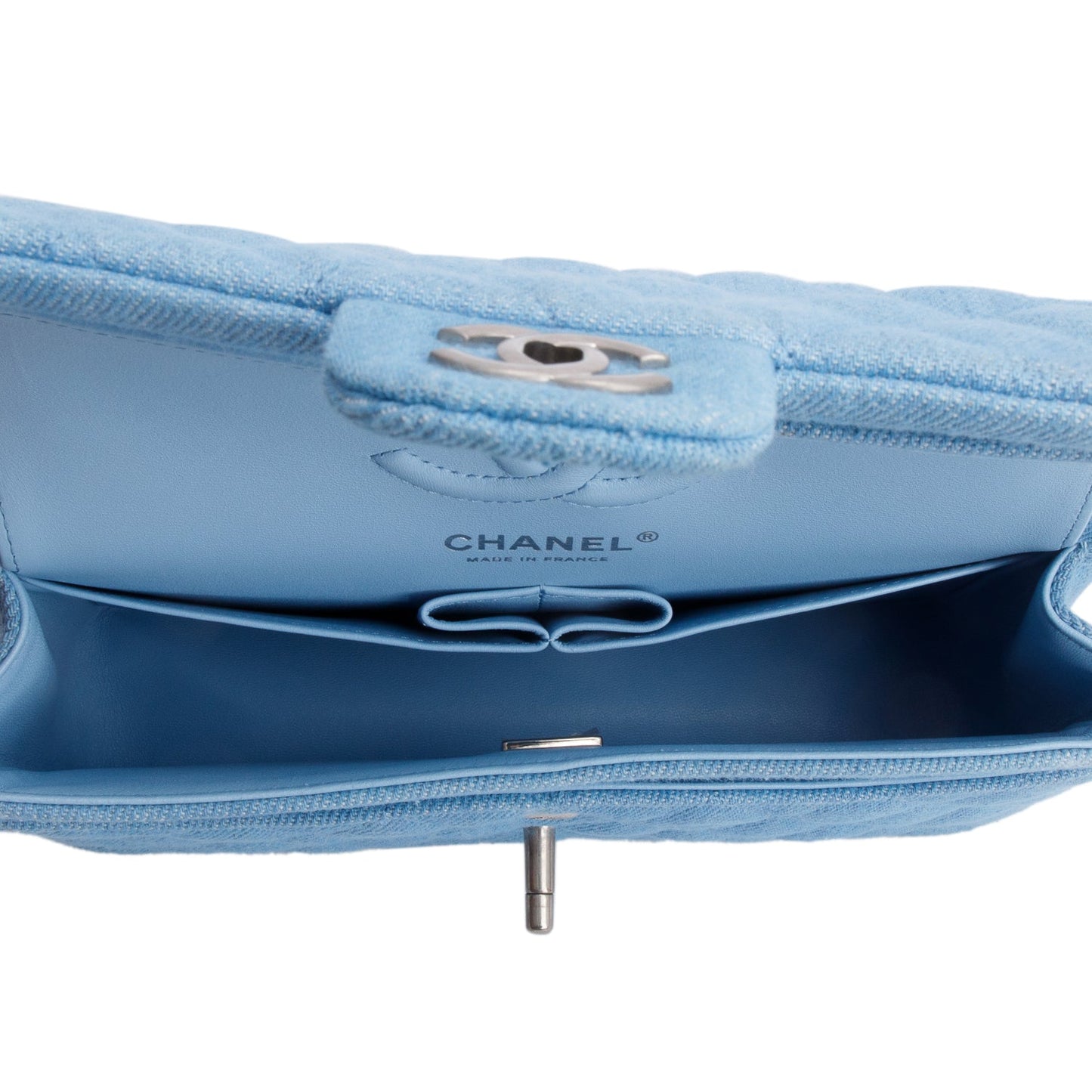 Chanel Blue Denim Quilted Small Double Flap Bag