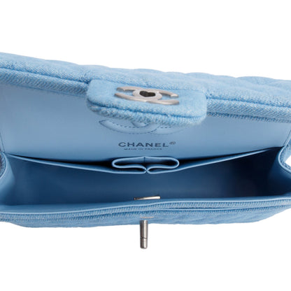 Chanel Blue Denim Quilted Small Double Flap Bag