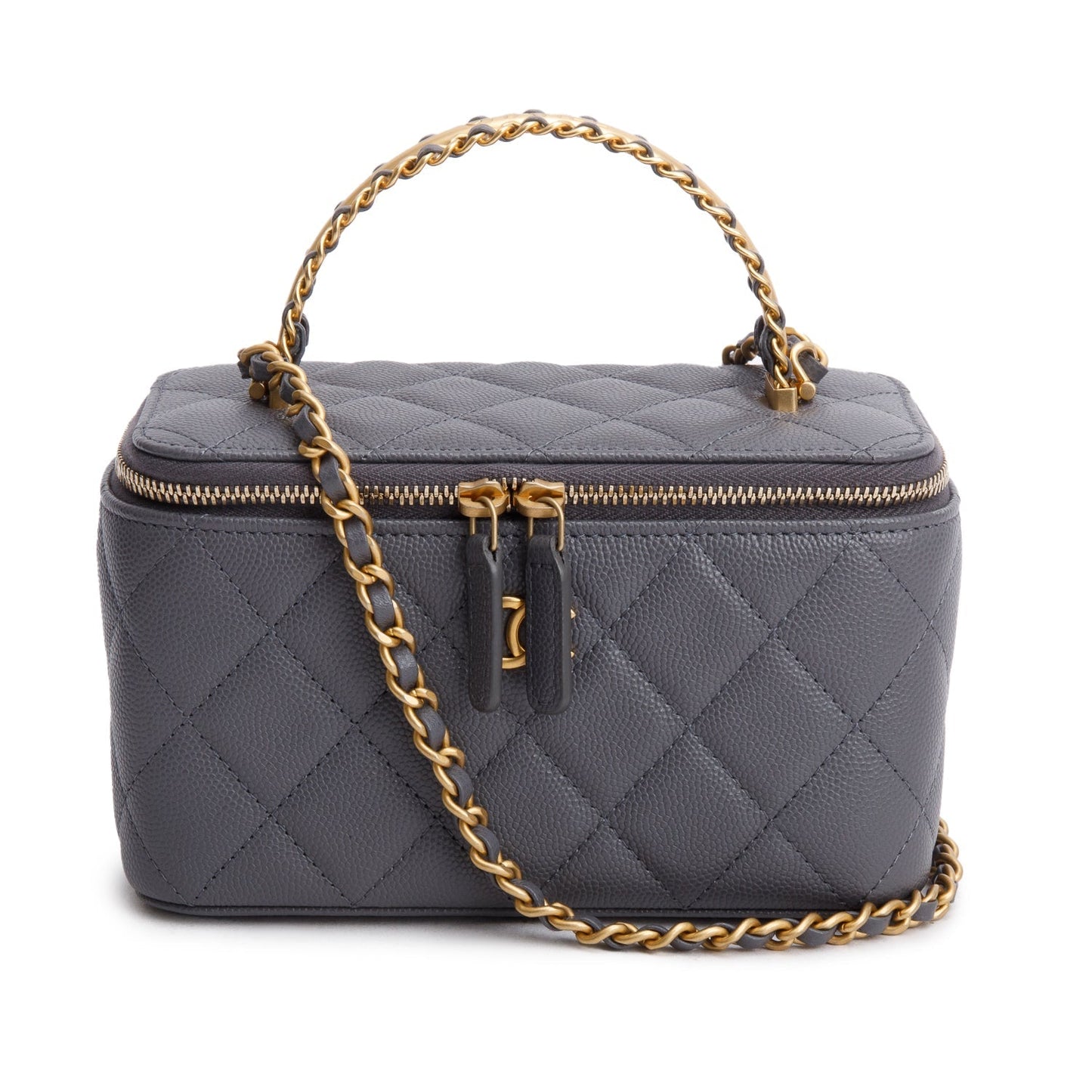 Chanel 2025 Grey Caviar Top Handle Long Vanity