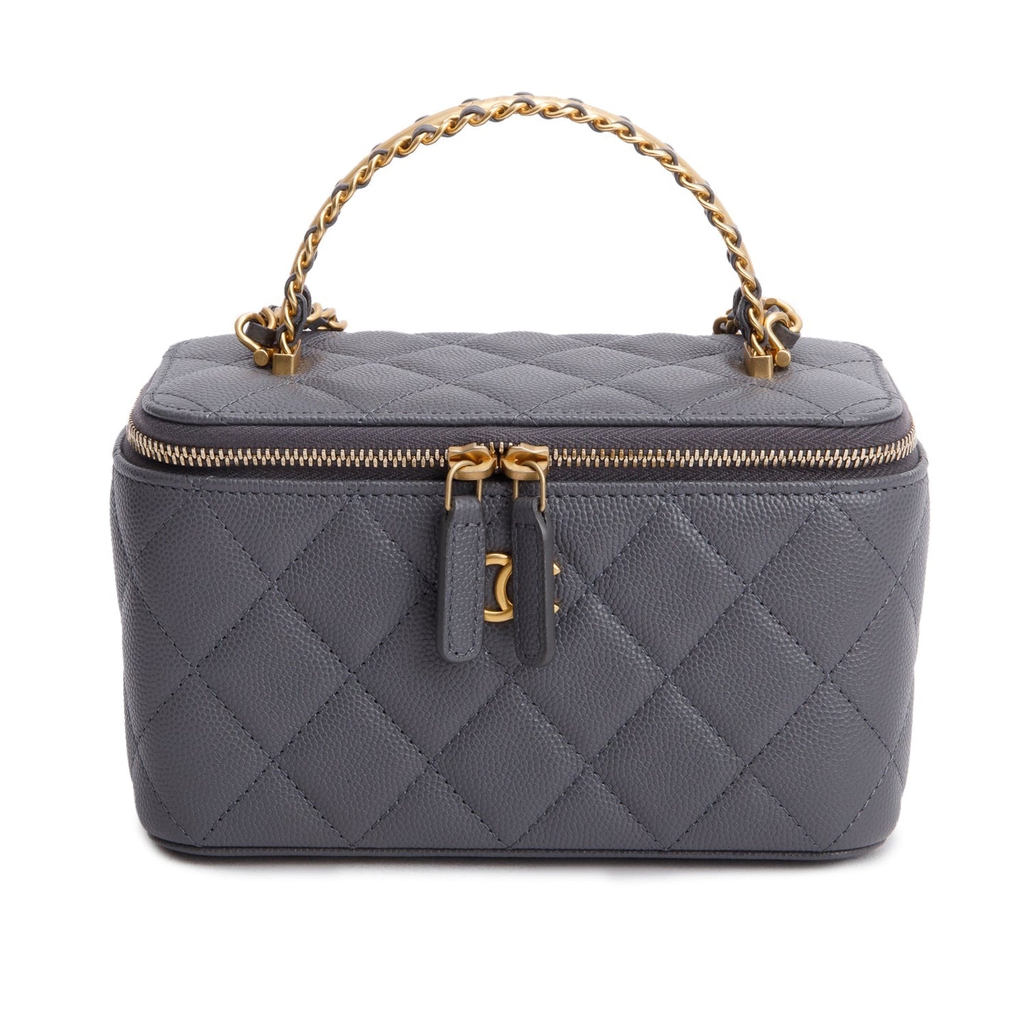 Chanel 2025 Grey Caviar Top Handle Long Vanity