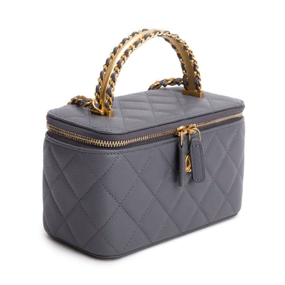 Chanel 2025 Grey Caviar Top Handle Long Vanity