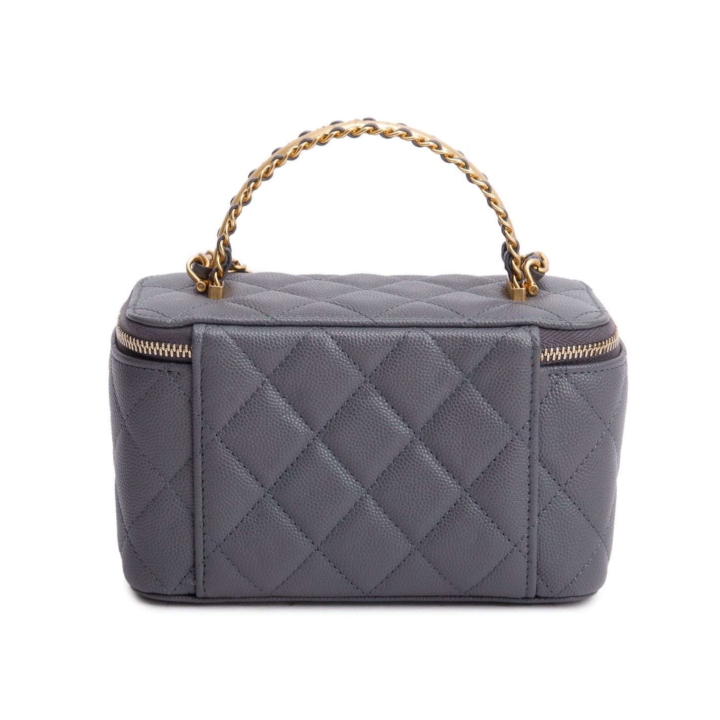 Chanel 2025 Grey Caviar Top Handle Long Vanity