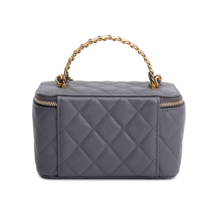 Chanel 2025 Grey Caviar Top Handle Long Vanity