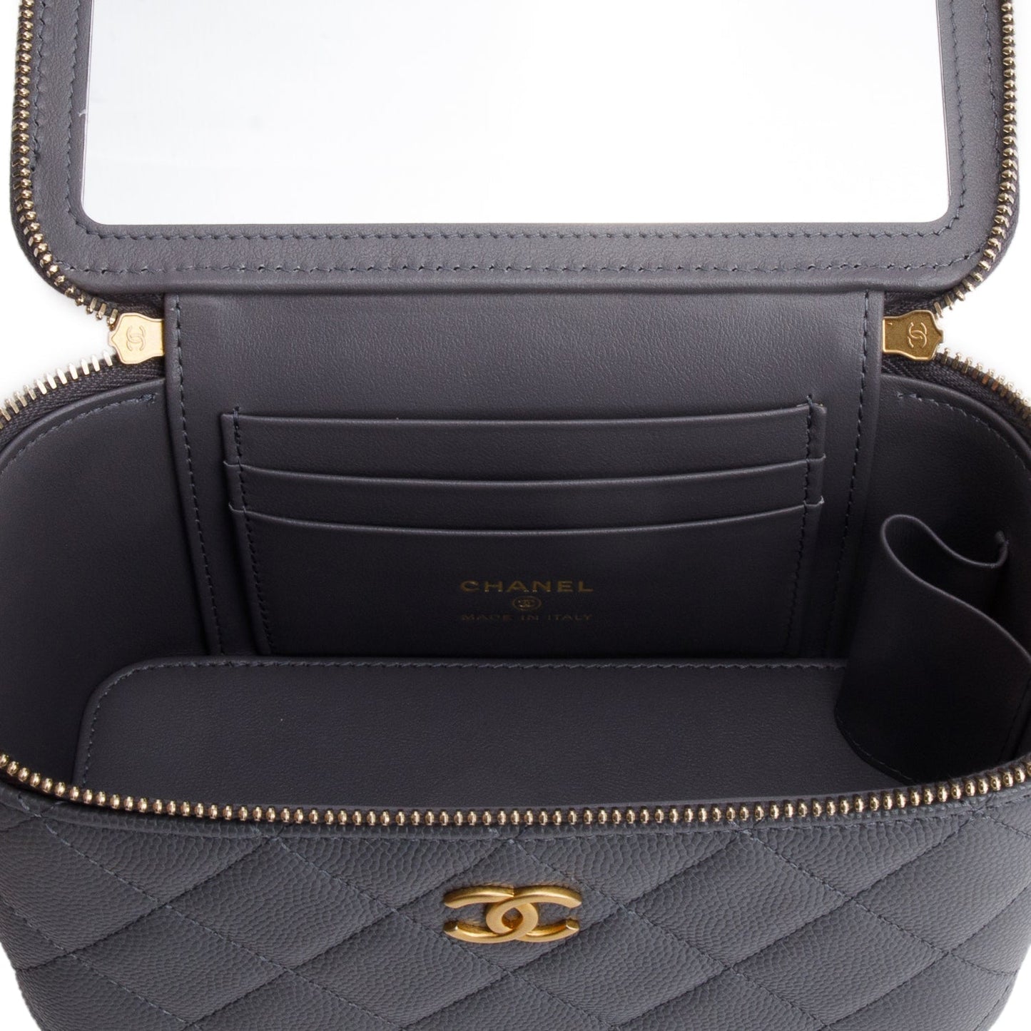 Chanel 2025 Grey Caviar Top Handle Long Vanity