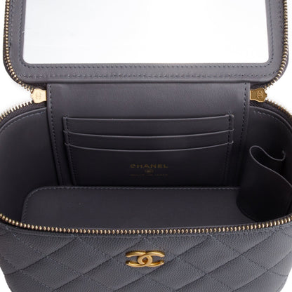 Chanel 2025 Grey Caviar Top Handle Long Vanity