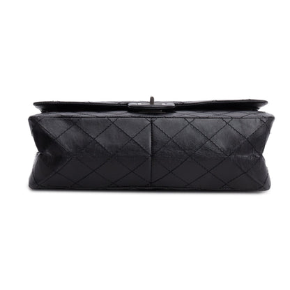 Chanel Black Aged Calfskin Leather 2.55 Reissue 226 Double Flap Bag
