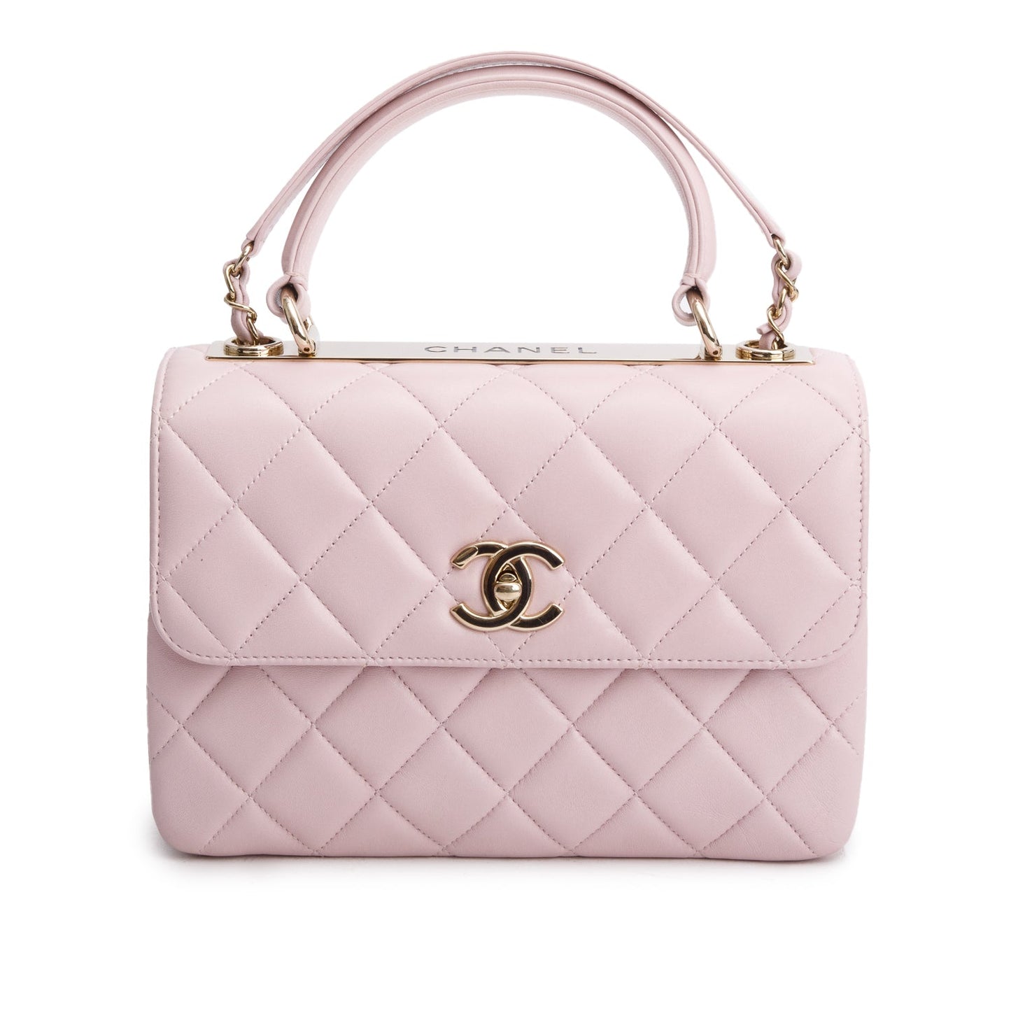 Chanel 2021 Pink Quilted Lambskin Trendy CC Small Top Handle Flap Bag