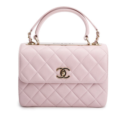 Chanel 2021 Pink Quilted Lambskin Trendy CC Small Top Handle Flap Bag