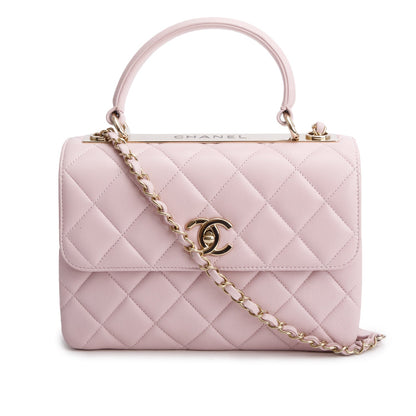 Chanel 2021 Pink Quilted Lambskin Trendy CC Small Top Handle Flap Bag