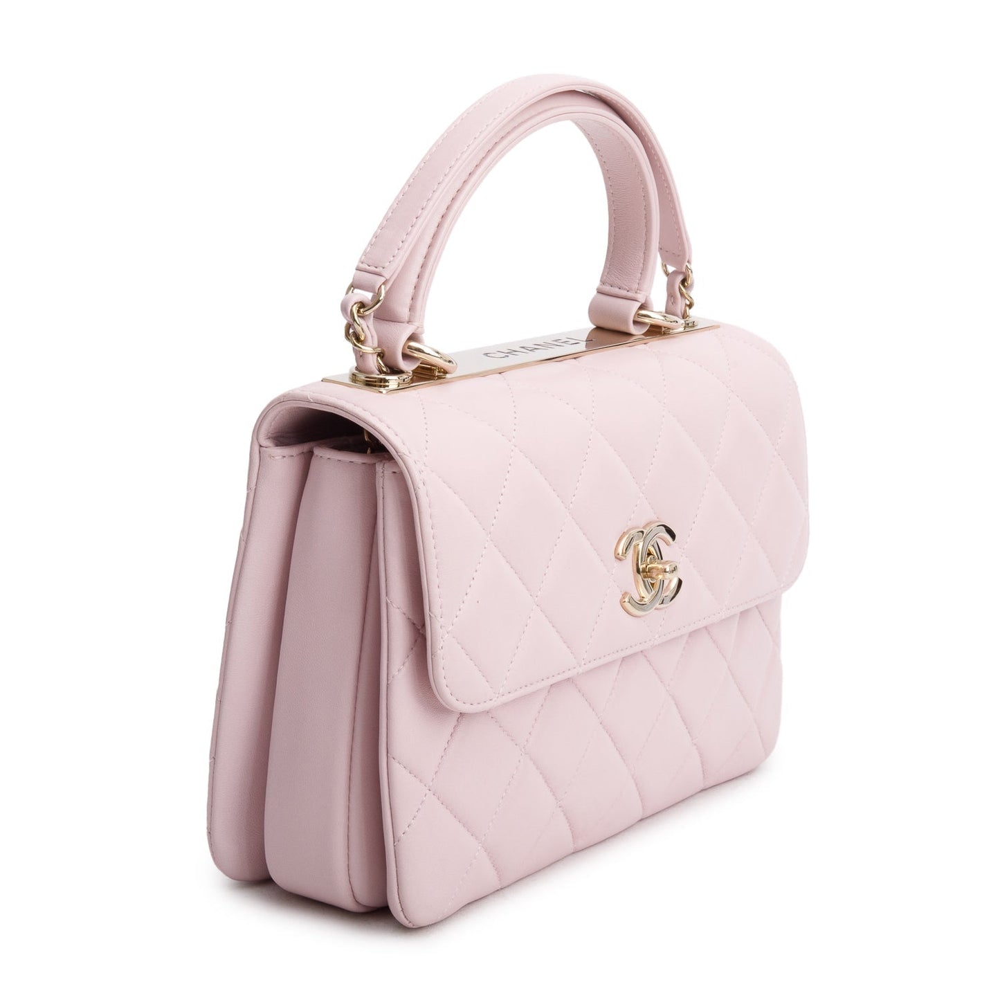 Chanel 2021 Pink Quilted Lambskin Trendy CC Small Top Handle Flap Bag
