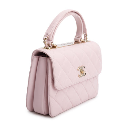 Chanel 2021 Pink Quilted Lambskin Trendy CC Small Top Handle Flap Bag