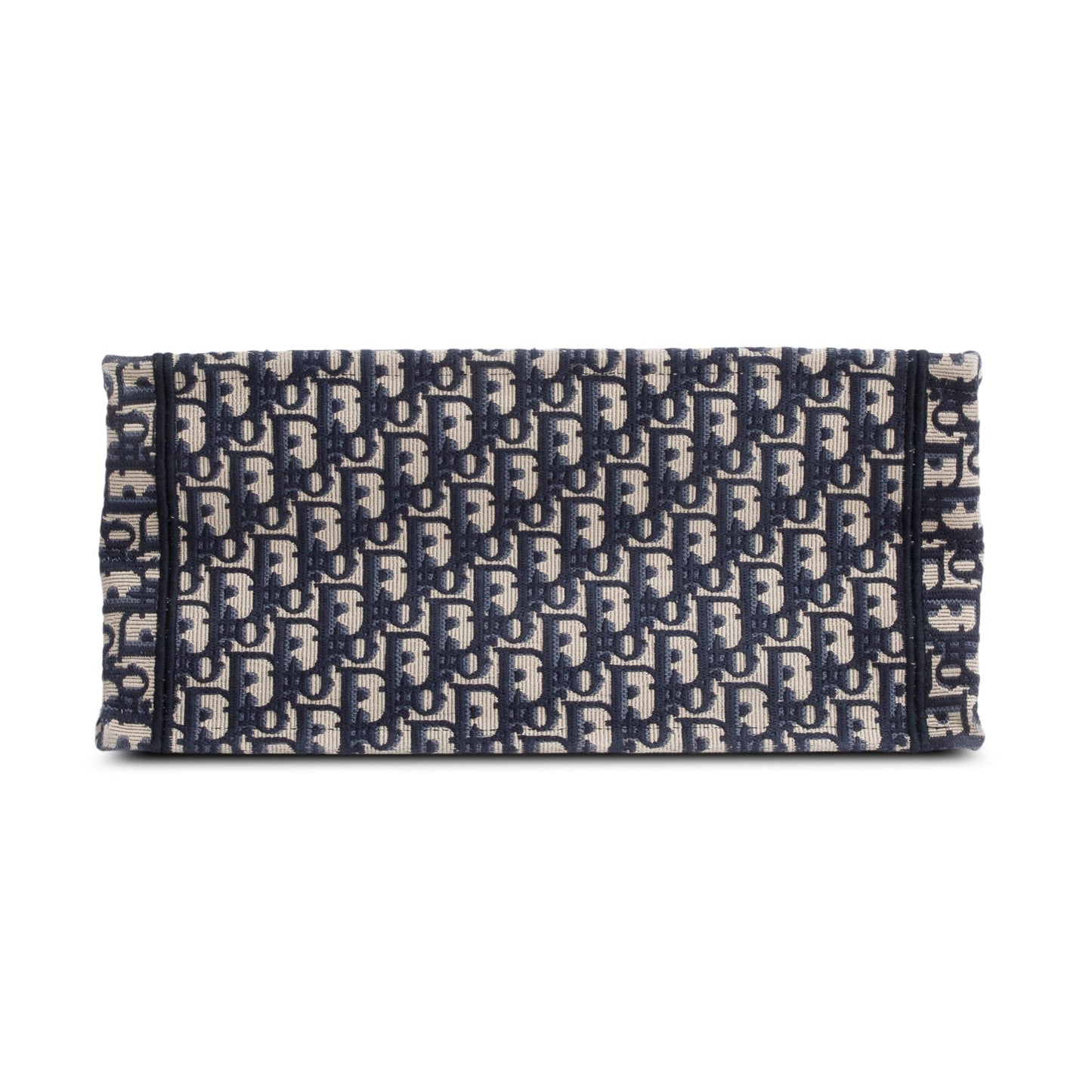 Christian Dior 2021 Ecru and Blue Oblique Embroidery Medium Book Tote