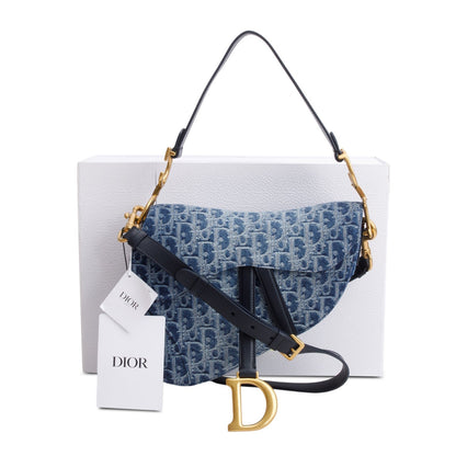 Christian Dior 2024 Blue Denim Dior Oblique Jacquard Saddle Bag