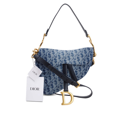 Christian Dior 2024 Blue Denim Dior Oblique Jacquard Saddle Bag