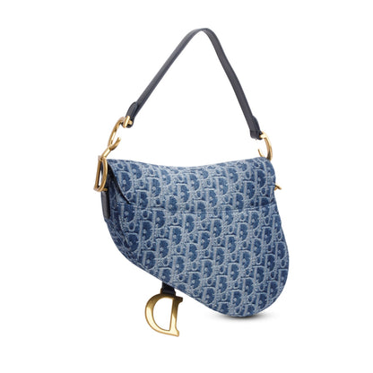 Christian Dior 2024 Blue Denim Dior Oblique Jacquard Saddle Bag