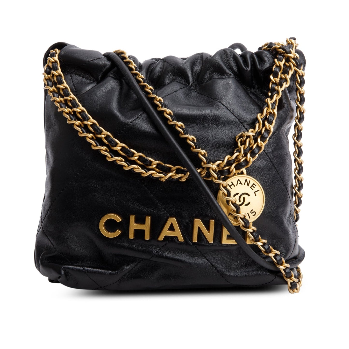 Chanel Black Quilted Shiny Calfskin Mini 22