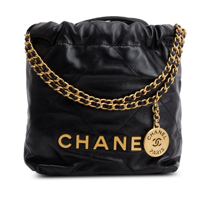 Chanel Black Quilted Shiny Calfskin Mini 22