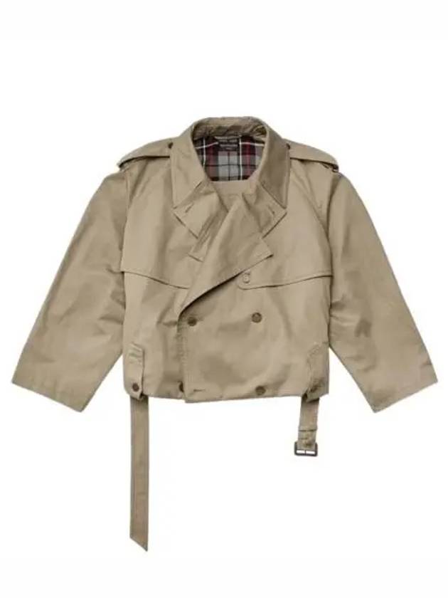Luxury Balenciaga Trending 2025 Fold Cotton Twill Short Trench Coat Beige