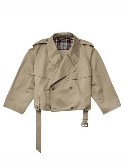 Luxury Balenciaga Trending 2025 Fold Cotton Twill Short Trench Coat Beige