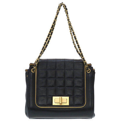 CHANEL Shoulder Bag lambskin black 2.55 chocolate bar Women