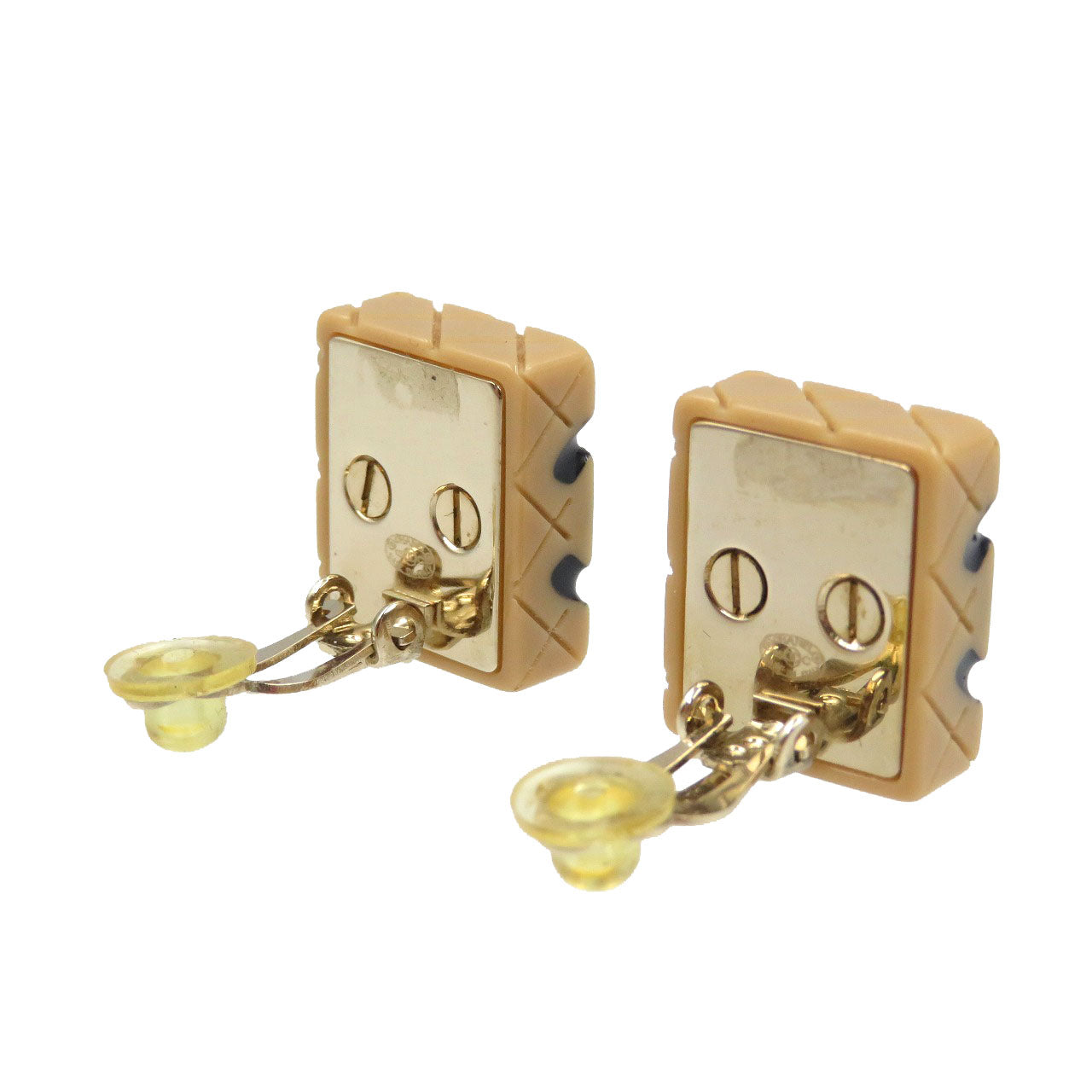 CHANEL Earring Plastic, Gold Plated beige Cambon line Women