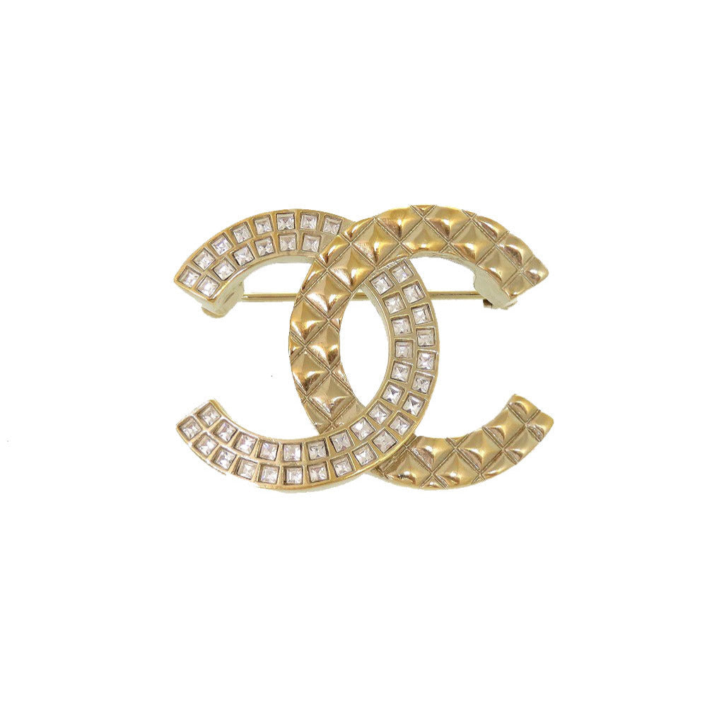 CHANEL Brooch Metal, Rhinestone gold COCO Mark Women