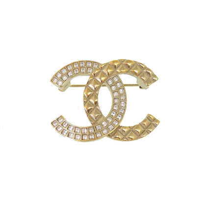 CHANEL Brooch Metal, Rhinestone gold COCO Mark Women