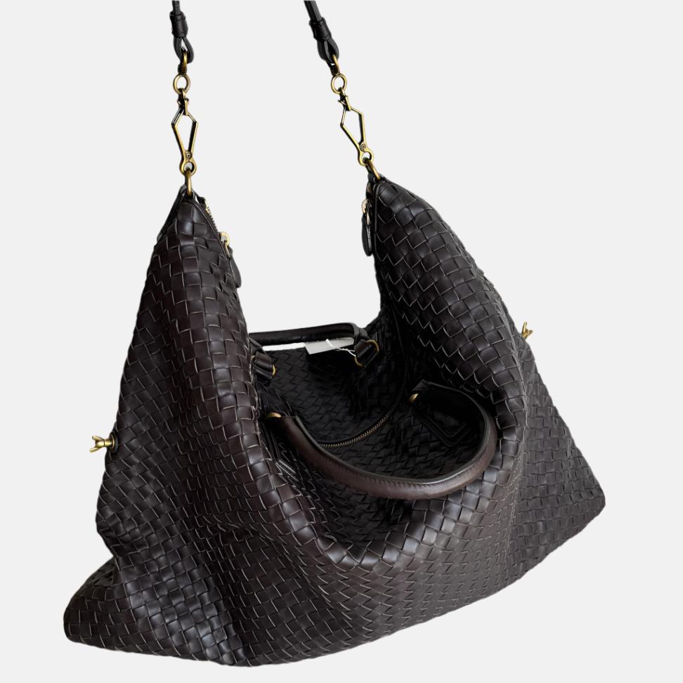 Bottega Veneta Maxi Convertible Tote Bag Dark Chocolate Brown Leather Two-way Carry 50cm