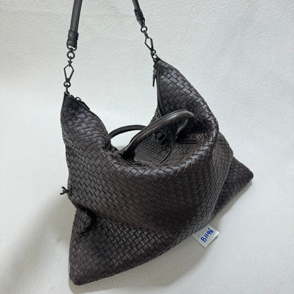 Bottega Veneta Maxi Convertible Tote Bag Dark Chocolate Brown Leather Two-way Carry 50cm