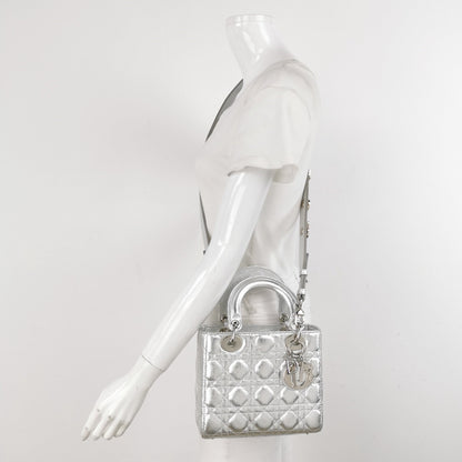 Lady Dior Small My Abcdior Silver Lambskin Leather 2016