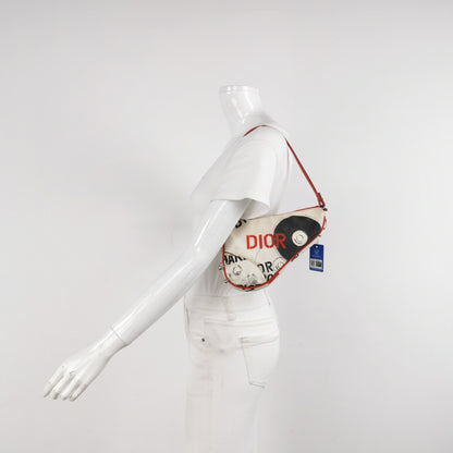 Dior Saddle Mini Classic Hardcore by John Galliano White Canvas Silver Hardware