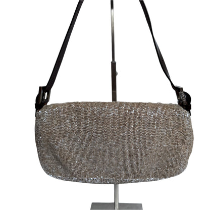 Fendi Baguette Vintage Shoulder bag with Glitter Beige Beads