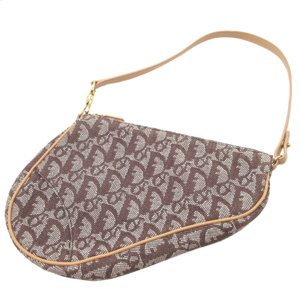Christian Dior Handbag canvas Brown Saddle pouch Trotter Women