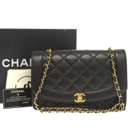 CHANEL Shoulder Bag lambskin black Diana 25 Medium Matelasse COCO Mark