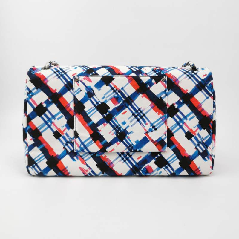 Chanel Airline XXL Artsy Printed Canvas Single Flap Double Chain Bag Multicolor