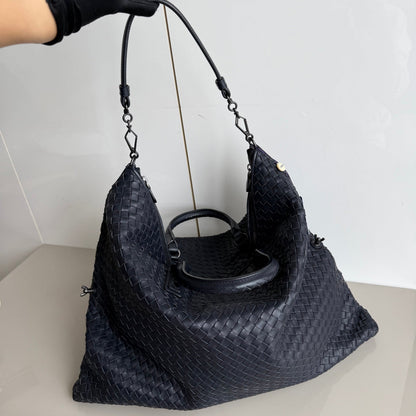 Bottega Veneta Maxi Convertible Tote Bag Dark Navy Leather 50cm