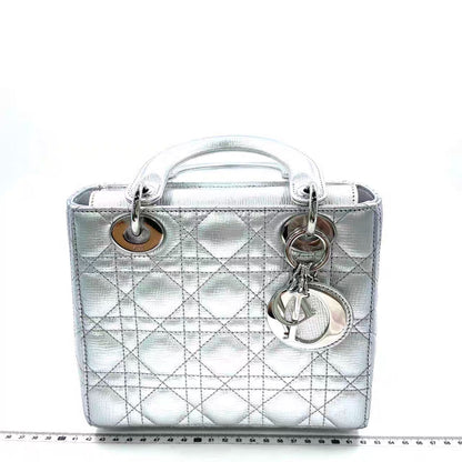 Lady Dior Small My Abcdior Silver Lambskin Leather 2016