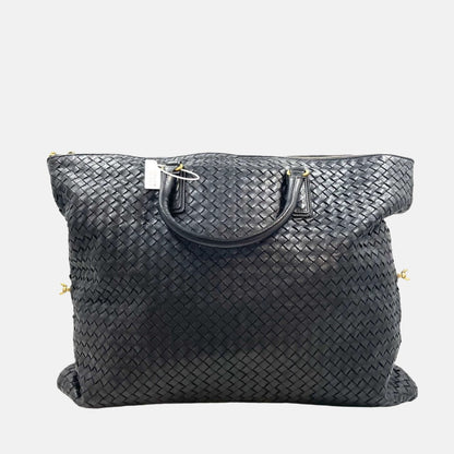 Bottega Veneta Maxi Convertible Tote Bag Hobo Black Leather Two-way Carry 50cm