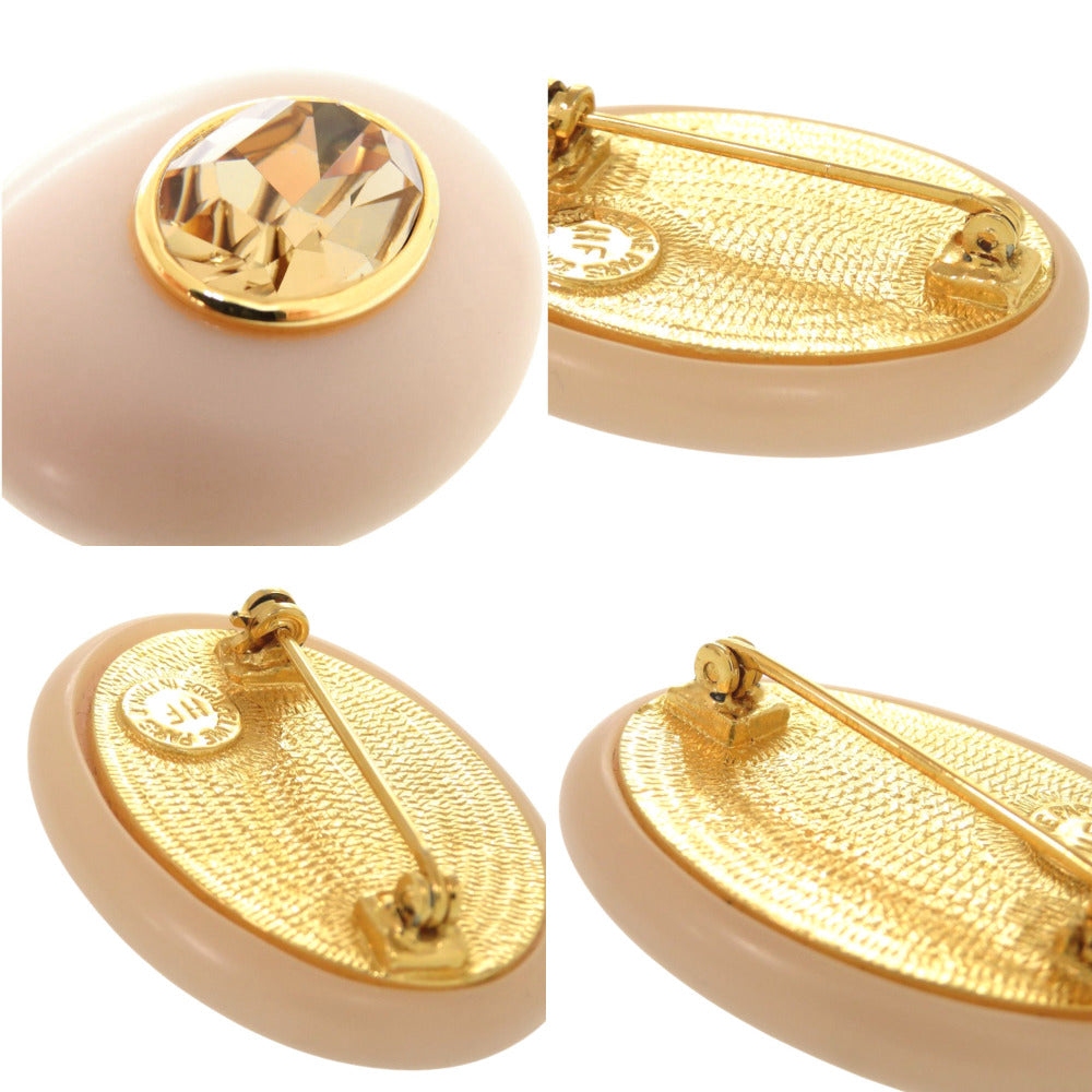 CELINE Brooch Metal, Crystal pink beige vintage Women