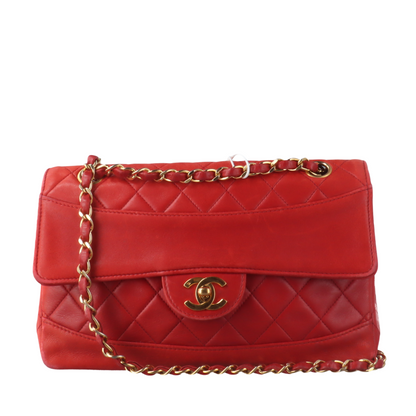 Chanel Classic Flap Vintage 1989 Red Lambskin Leather with 24k Gold Hardware