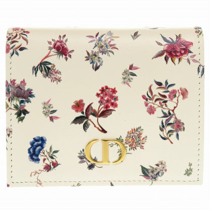 Christian Dior Bifold Wallet leather Ivory CARO flower print Women