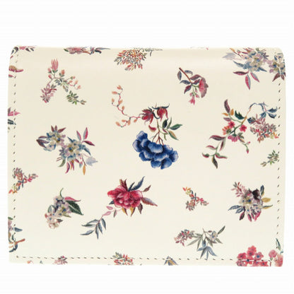 Christian Dior Bifold Wallet leather Ivory CARO flower print Women