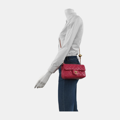 Chanel Classic Flap Rectangular Coco Crush Mini Rose Pink Lambskin Gold Hardware 2020