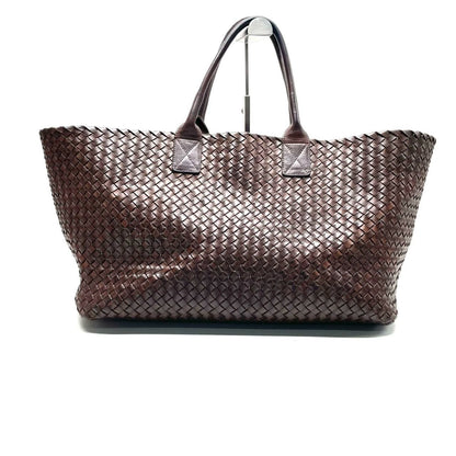 Bottega Veneta Cabat Large Intreccio Leather Tote Bag Dark Chocolate Brown