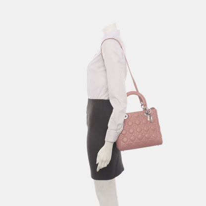 Lady Dior Medium Handbag Lipstick Pink Cannage Leather Gold Hardware