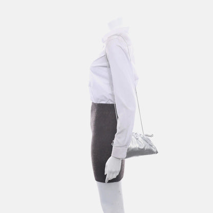 Bottega Veneta Pouch Mini Silver Lambskin Leather Tree Trunk Swirl pattern