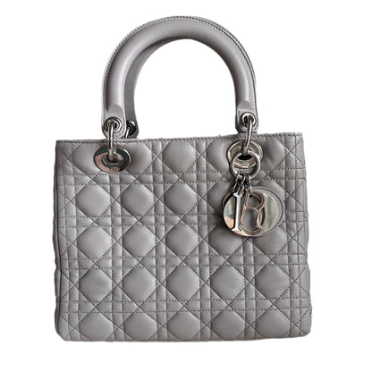 Lady Dior Grey Cannage Leather Medium no strap