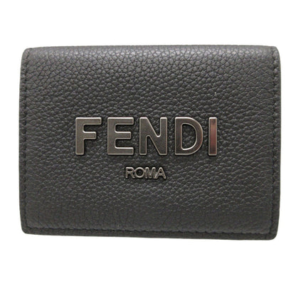 FENDI Tri-fold wallet 7M0280 leather black Compact wallet signature logo mens