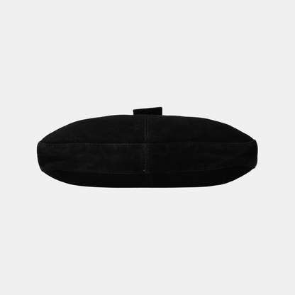 Fendi Mamma Baguette Forever Black Suede Leather Red Buckle