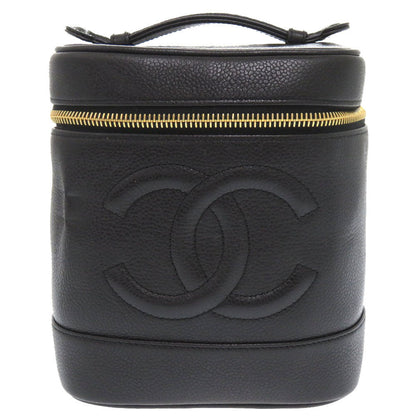 CHANEL Handbag Caviar skin black COCO Mark Vertical vanity bag Women